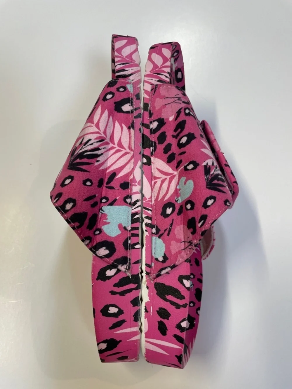 Lukees by Muk Luk Womens Pink Leopard Floral Slide Sandals Size EU 38 US 7.5-8